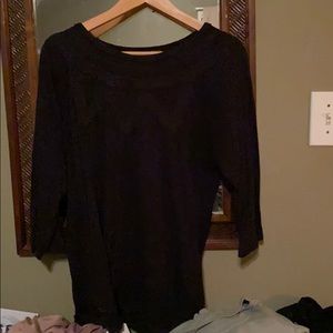 Lucky Brand xxl 3/3 sleeve black embroidered top